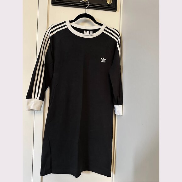 Adidas Women's 3 Stripes Dress Black - Picture 3 of 12